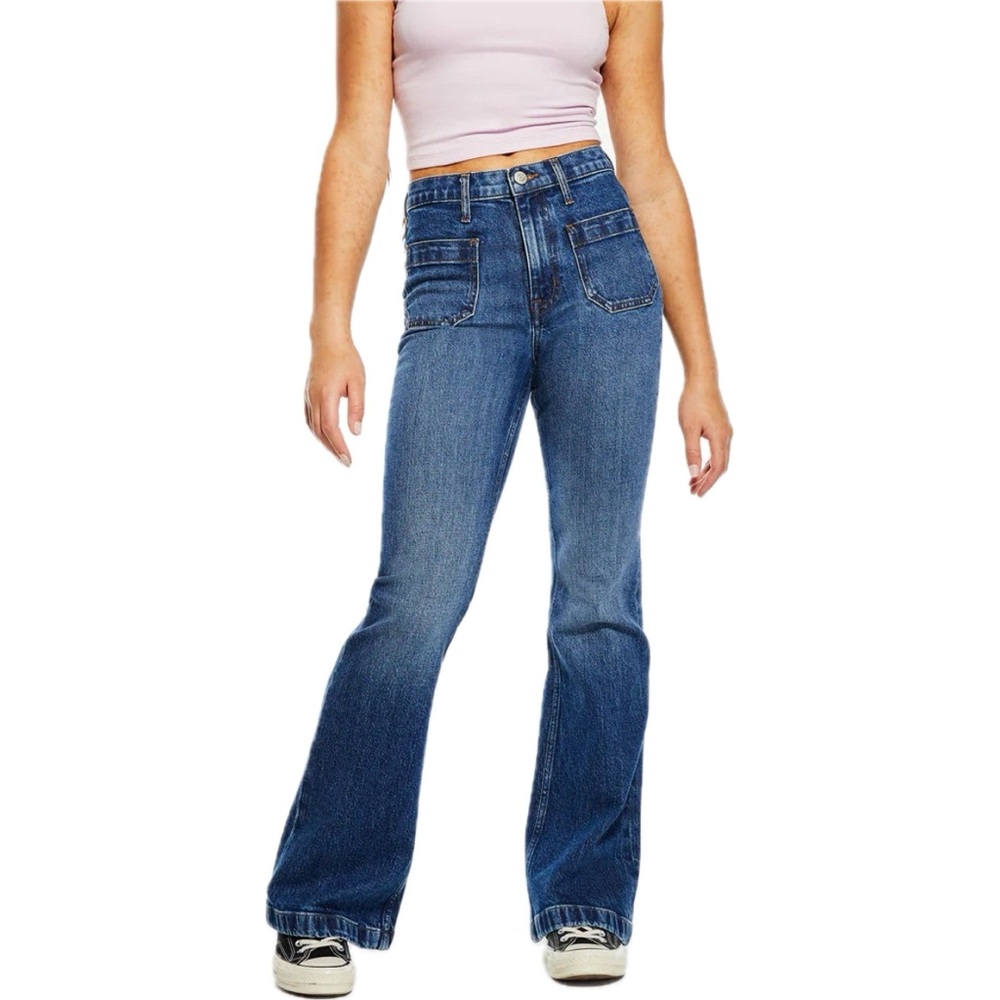 Aeropostale High Rise Flare Denim Jeans Size 10 Regular Medium Wash